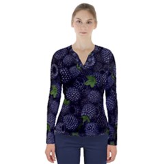 Blackberry Fruit, Fruit V-neck Long Sleeve Top