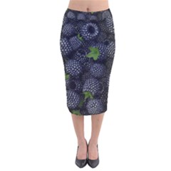 Blackberry Fruit, Fruit Velvet Midi Pencil Skirt