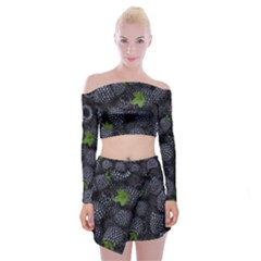 Blackberry Fruit, Fruit Off Shoulder Top With Mini Skirt Set