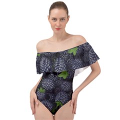 Blackberry Fruit, Fruit Off Shoulder Velour Bodysuit 