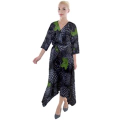 Blackberry Fruit, Fruit Quarter Sleeve Wrap Front Maxi Dress