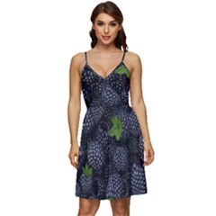 Blackberry Fruit, Fruit V-neck Pocket Summer Dress 