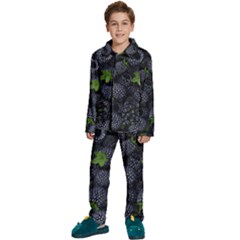 Blackberry Fruit, Fruit Kids  Long Sleeve Velvet Pajamas Set