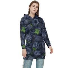 Blackberry Fruit, Fruit Women s Long Oversized Pullover Hoodie