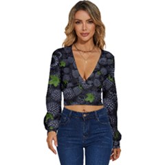 Blackberry Fruit, Fruit Long Sleeve Deep-v Velour Top