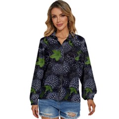 Blackberry Fruit, Fruit Women s Long Sleeve Button Up Shirt