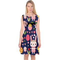 Bunny - Easter Pattern Capsleeve Midi Dress