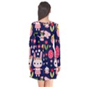 Bunny - Easter Pattern Long Sleeve V-neck Flare Dress View2