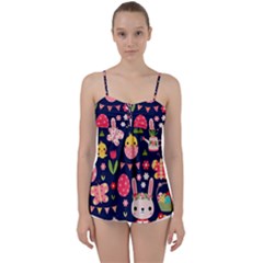 Bunny - Easter Pattern Babydoll Tankini Top