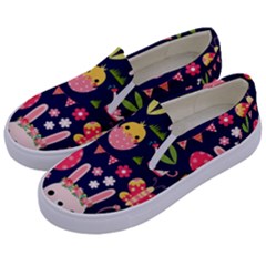 Bunny - Easter Pattern Kids  Canvas Slip Ons by kyorashop23