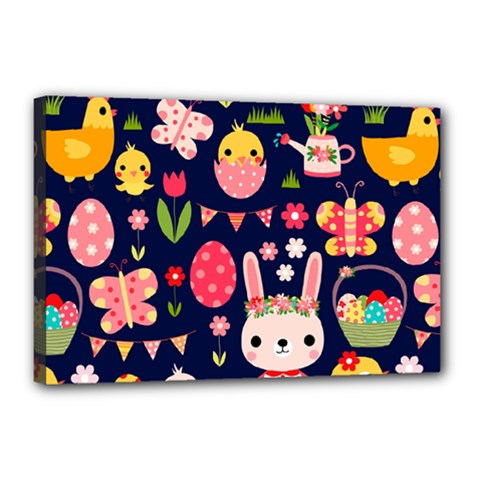 Bunny - Easter Pattern Canvas 18  X 12  (stretched)