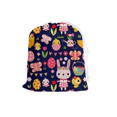 Bunny - Easter Pattern Drawstring Pouch (large)