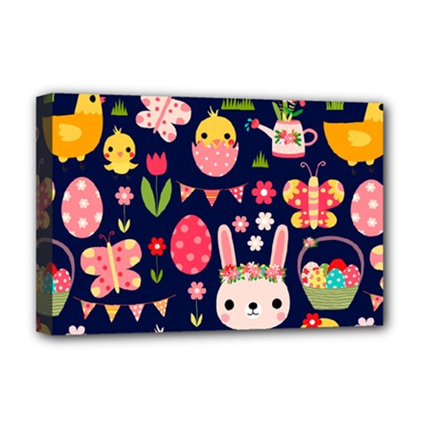 Bunny - Easter Pattern Deluxe Canvas 18  X 12  (stretched)