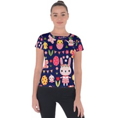 Bunny - Easter Pattern Short Sleeve Sports Top 