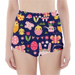 Bunny - Easter Pattern High-waisted Bikini Bottoms