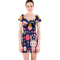 Bunny - Easter Pattern Short Sleeve Bodycon Dress