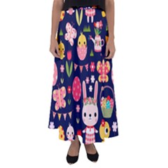 Bunny - Easter Pattern Flared Maxi Skirt