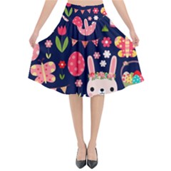 Bunny - Easter Pattern Flared Midi Skirt