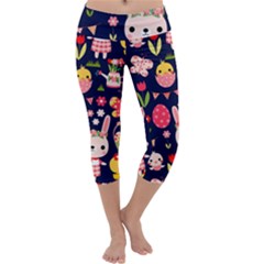 Bunny - Easter Pattern Capri Yoga Leggings