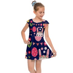 Bunny - Easter Pattern Kids  Cap Sleeve Dress