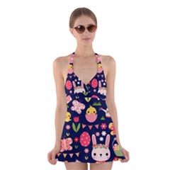 Bunny - Easter Pattern Halter Dress Swimsuit 