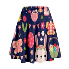 Bunny - Easter Pattern High Waist Skirt