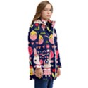 Bunny - Easter Pattern Kids  Hooded Longline Puffer Jacket View2