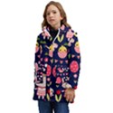 Bunny - Easter Pattern Kids  Hooded Longline Puffer Jacket View3