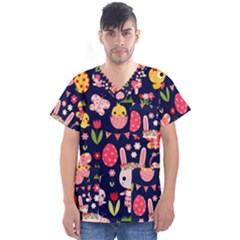 Bunny - Easter Pattern Men s V-neck Scrub Top