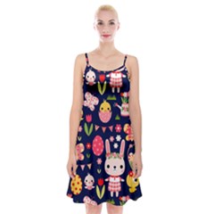 Bunny - Easter Pattern Spaghetti Strap Velvet Dress