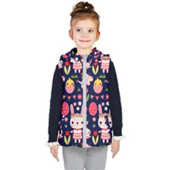 Bunny - Easter Pattern Kids  Hooded Puffer Vest