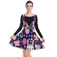 Bunny - Easter Pattern Plunge Pinafore Dress