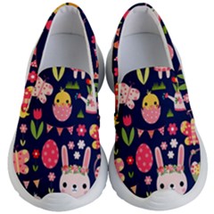 Bunny - Easter Pattern Kids Lightweight Slip Ons by kyorashop23