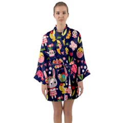 Bunny - Easter Pattern Long Sleeve Satin Kimono