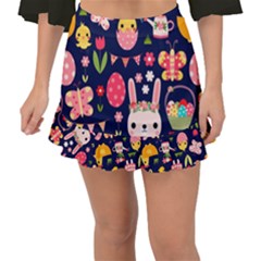 Bunny - Easter Pattern Fishtail Mini Chiffon Skirt