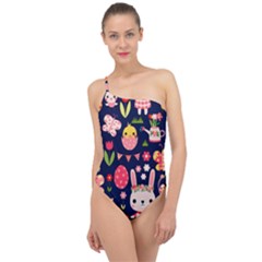 Bunny - Easter Pattern Classic One Shoulder Swimsuit