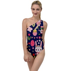 Bunny - Easter Pattern To One Side Swimsuit