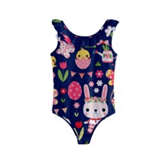 Bunny - Easter Pattern Kids  Frill Swimsuit by kyorashop23