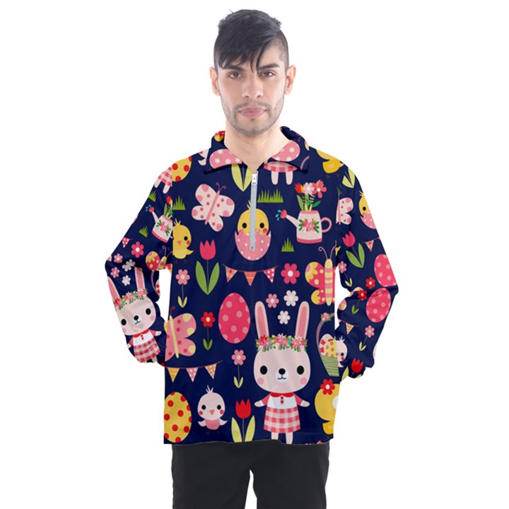 Bunny - Easter Pattern Men s Half Zip Pullover