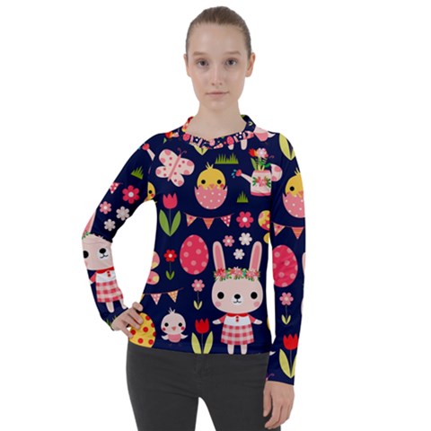 Bunny - Easter Pattern Women s Pique Long Sleeve T-shirt by kyorashop23