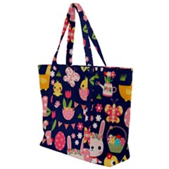 Bunny - Easter Pattern Zip Up Canvas Bag