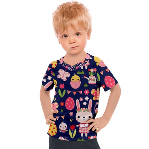 Bunny - Easter Pattern Kids  Sports T-shirt by kyorashop23