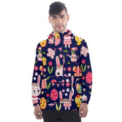 Bunny - Easter Pattern Men s Front Pocket Pullover Windbreaker