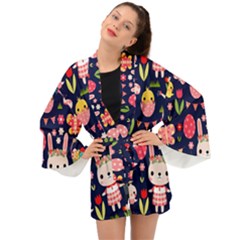 Bunny - Easter Pattern Long Sleeve Kimono