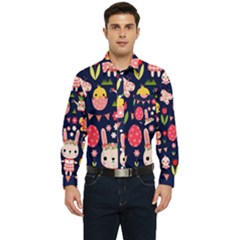 Bunny - Easter Pattern Men s Long Sleeve Pocket Shirt  by kyorashop23