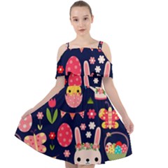 Bunny - Easter Pattern Cut Out Shoulders Dress