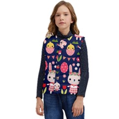 Bunny - Easter Pattern Kid s Button Up Puffer Vest	