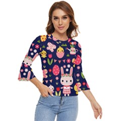 Bunny - Easter Pattern Bell Sleeve Top