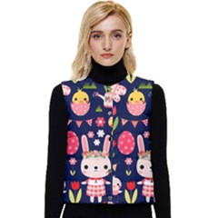 Bunny - Easter Pattern Women s Button Up Puffer Vest