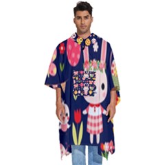 Bunny - Easter Pattern Men s Hooded Rain Ponchos